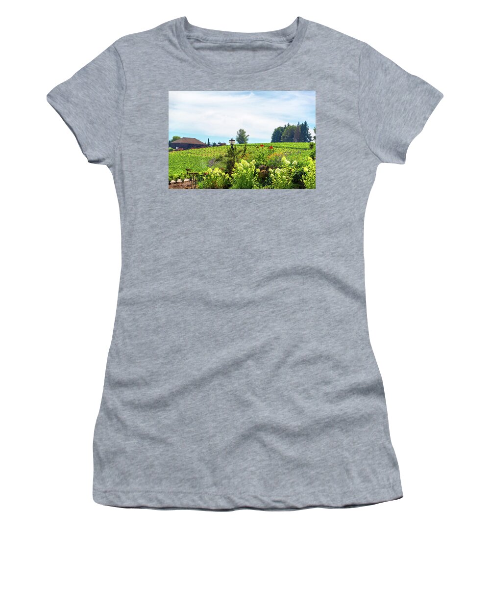 Oregon Women's T-Shirt featuring the photograph Flowers in Oregon Wine Country by Jess Kraft