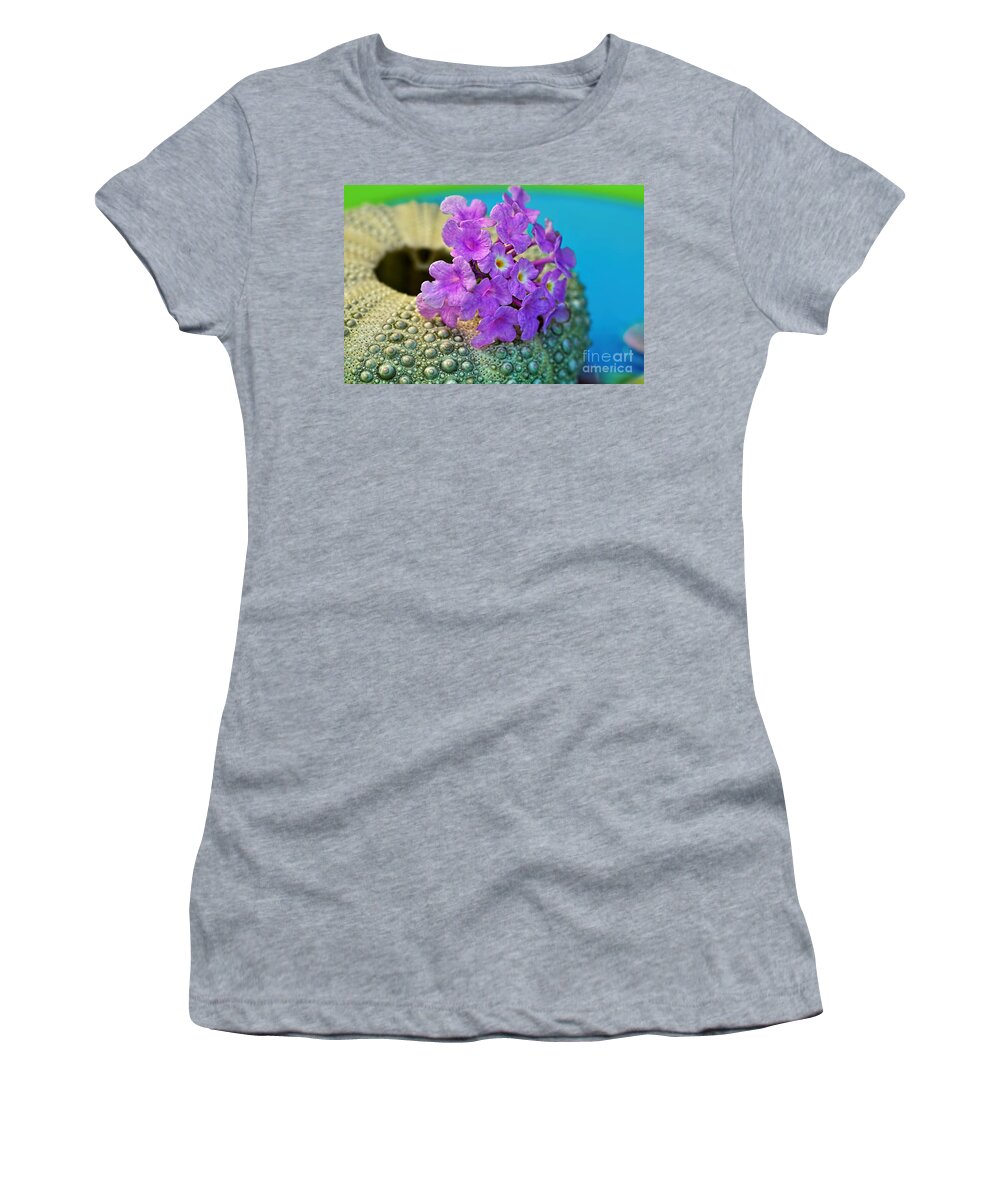 Photography Women's T-Shirt featuring the photograph Flowers on a Shell by Kaye Menner by Kaye Menner