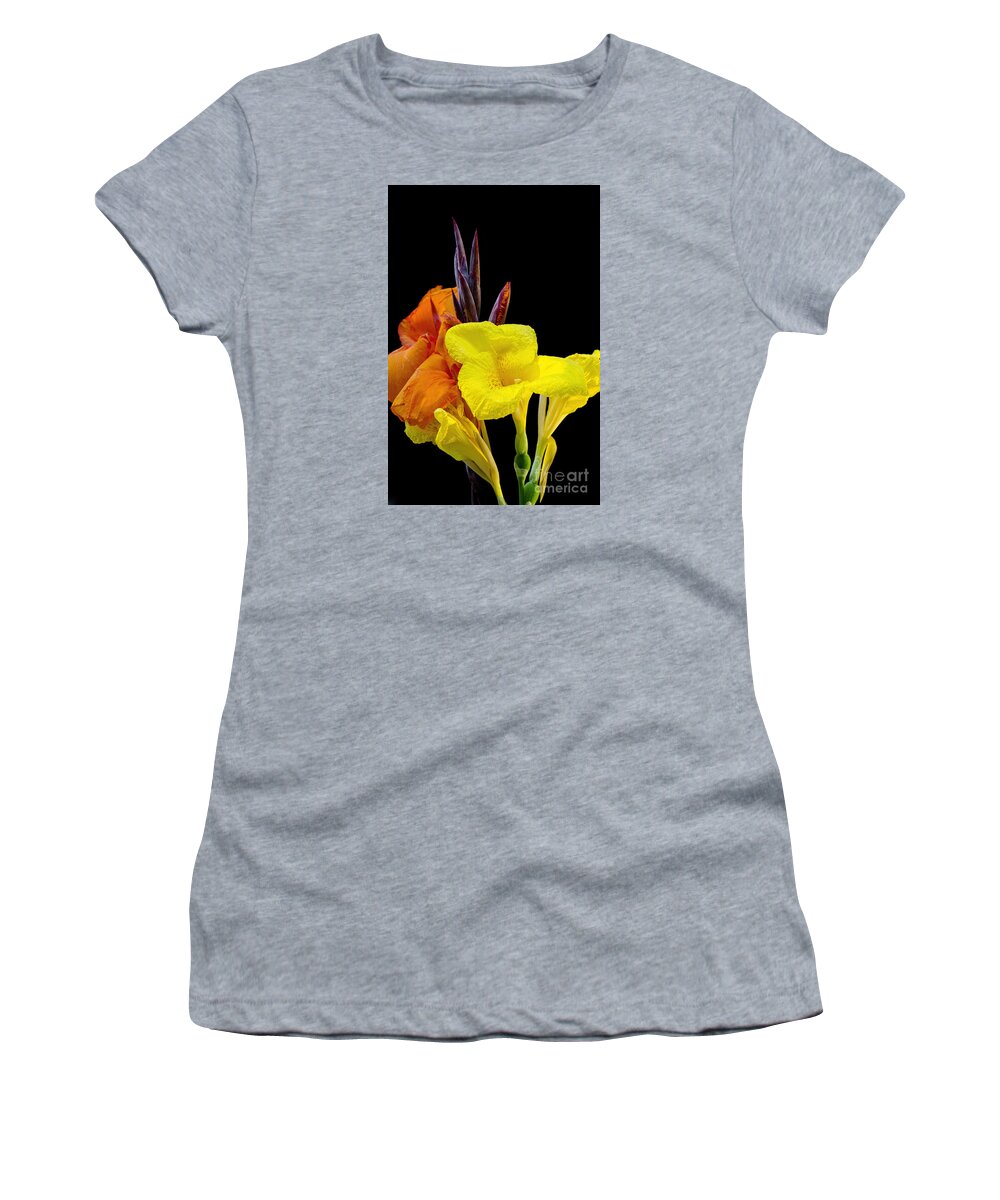 Flowers Women's T-Shirt featuring the photograph Flowers on Black 2 by Baywest Imaging