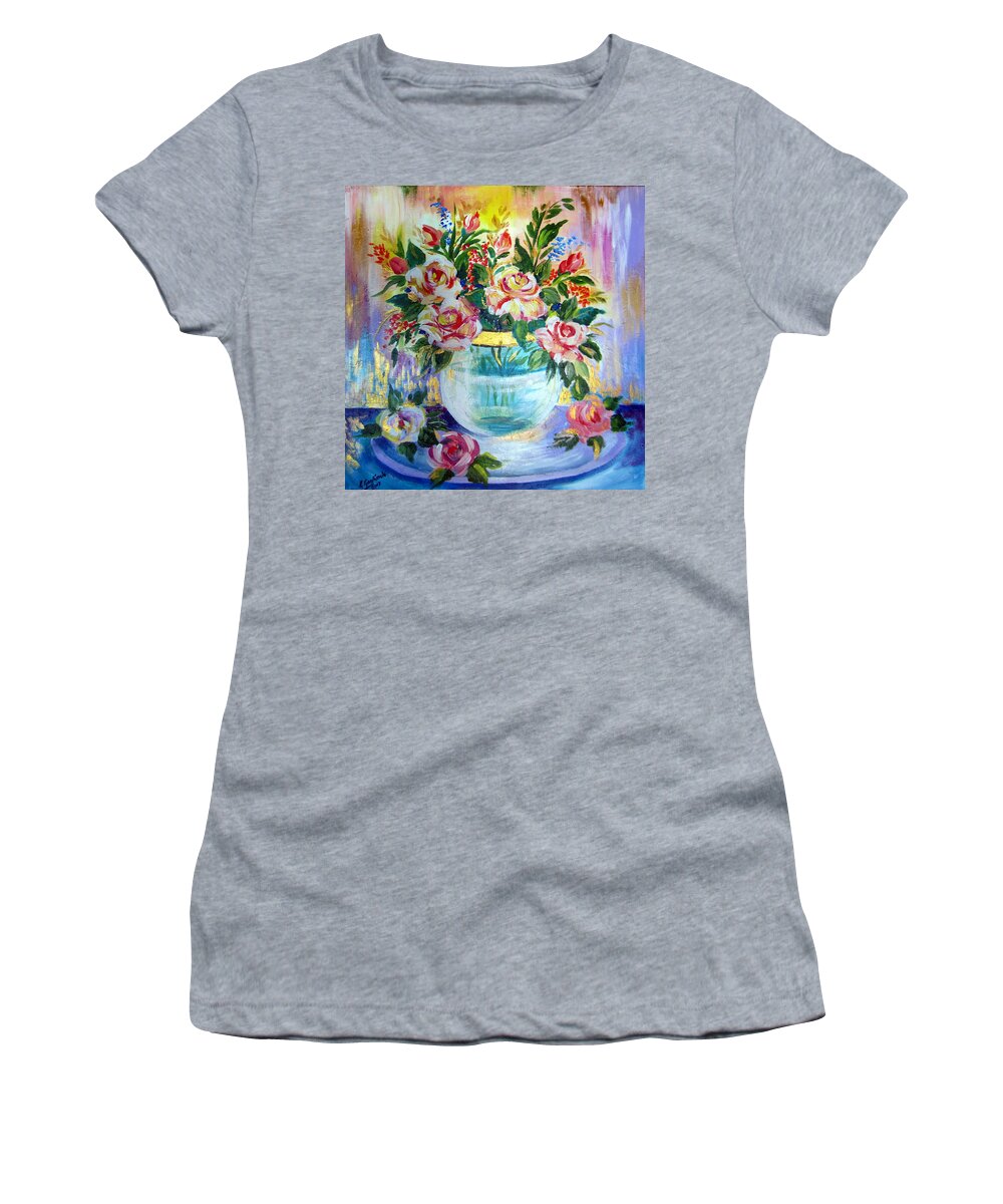 Flowers Women's T-Shirt featuring the painting Flowers Still life by Roberto Gagliardi