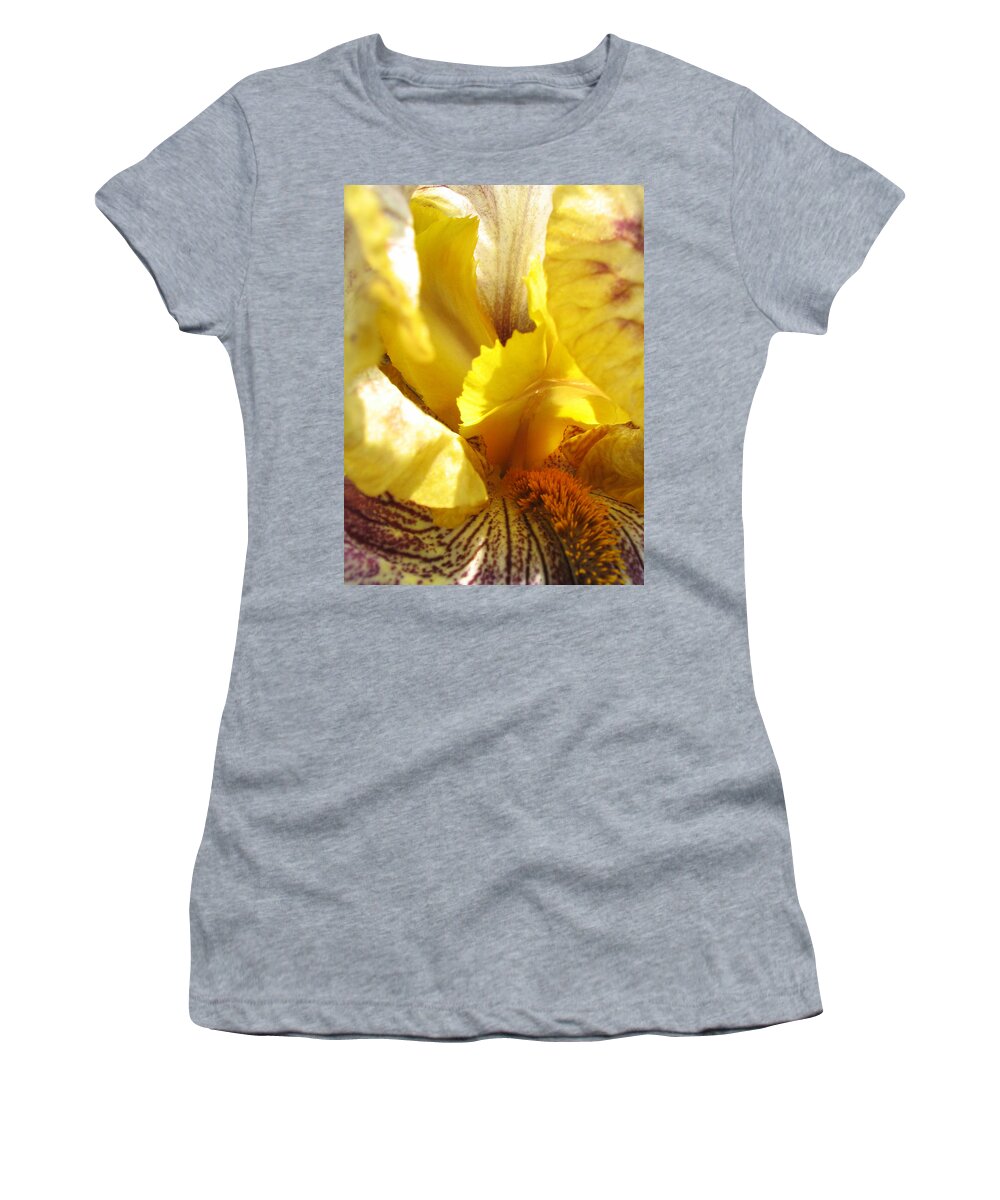 Flower Women's T-Shirt featuring the photograph Flowerscape Yellow Iris Three by Laura Davis