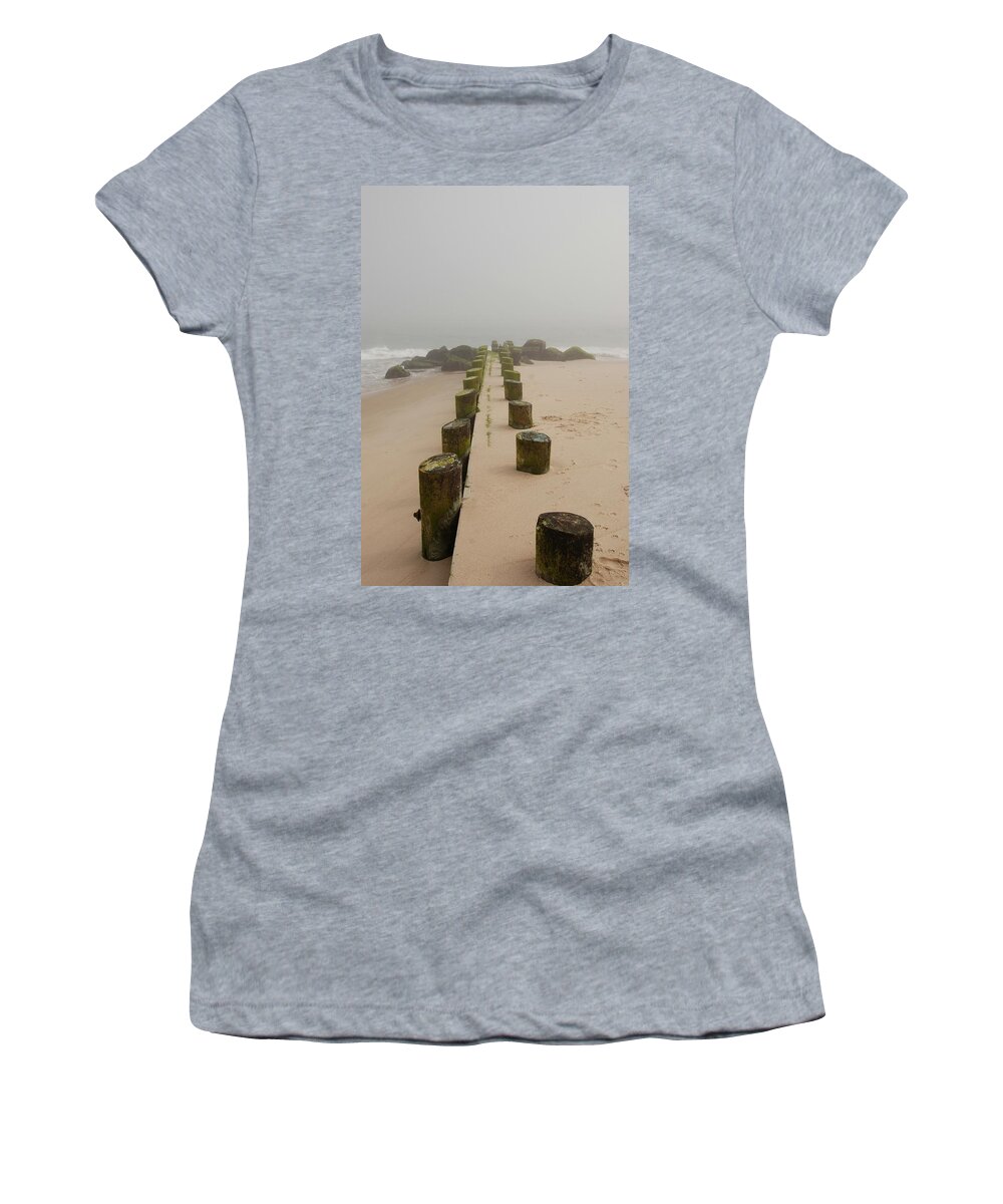 Jersey Shore Women's T-Shirt featuring the photograph Fog Sits On Bay Head Beach - Jersey Shore by Angie Tirado