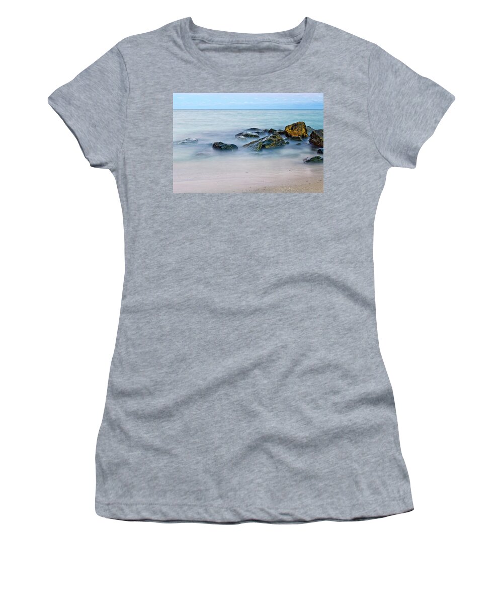 2015 Women's T-Shirt featuring the photograph Foggy Rocks by Wolfgang Stocker