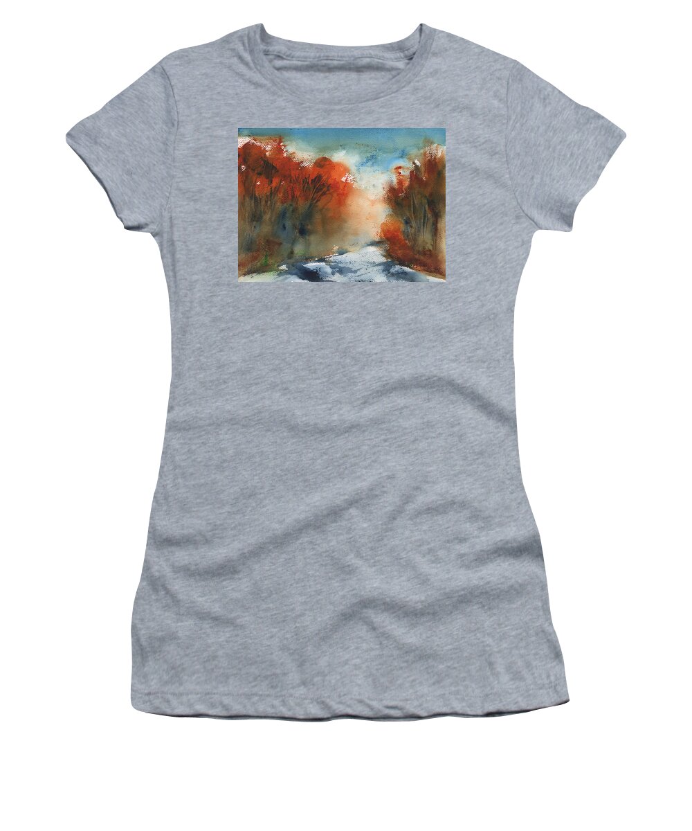 Following Autumn Women's T-Shirt featuring the painting Following Autumn by Frank Bright