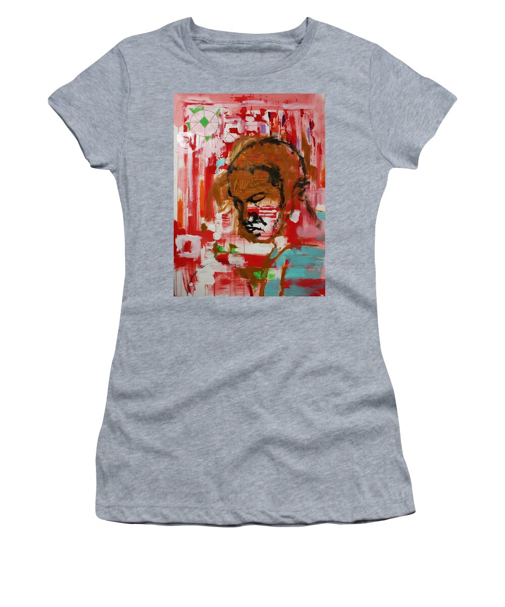 Expressive Women's T-Shirt featuring the painting Force-pression by Aort Reed