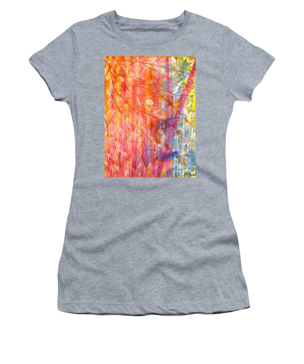 Nature Women's T-Shirt featuring the painting Fiery forest by Wonju Hulse