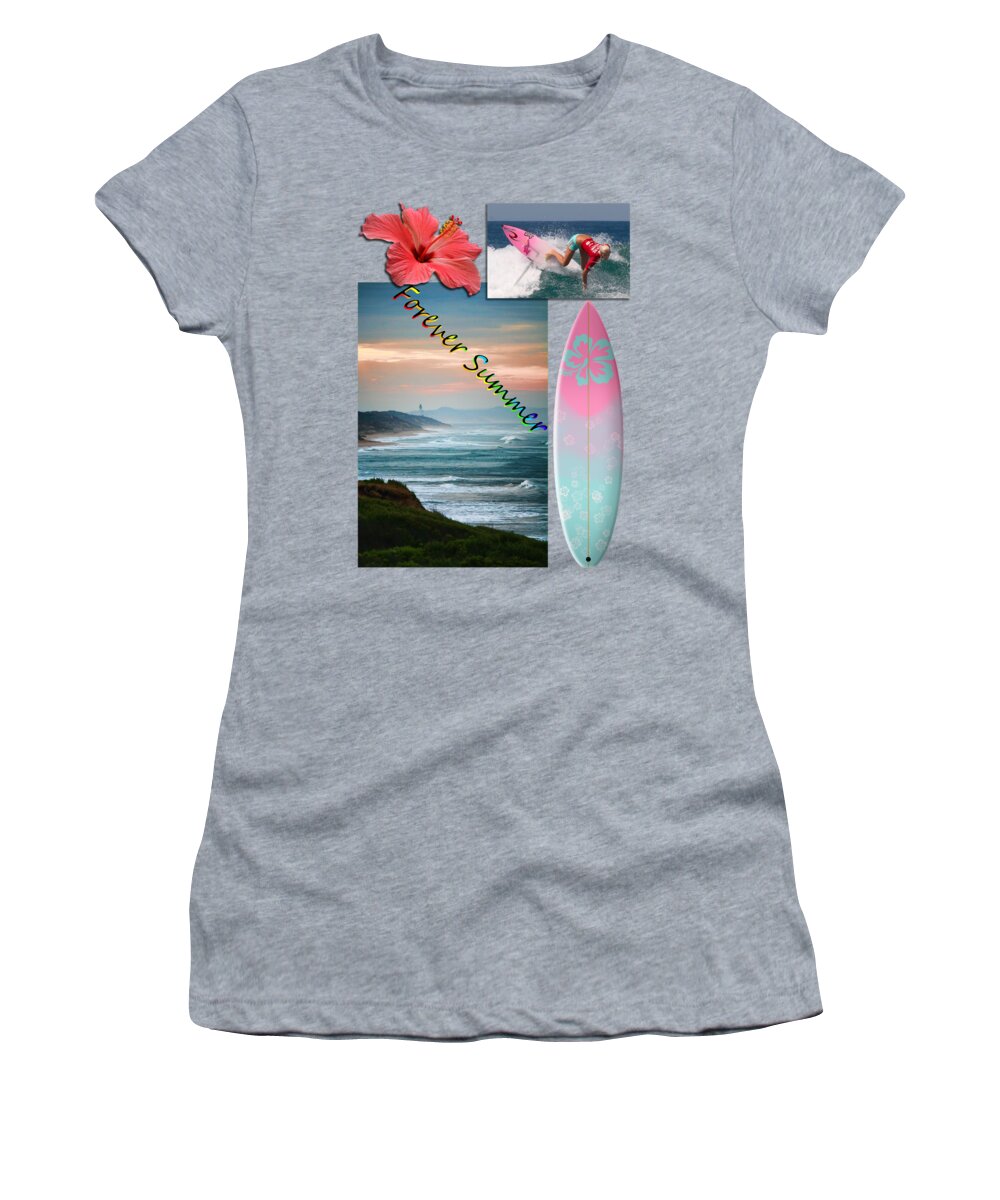 Beach Women's T-Shirt featuring the photograph Forever Summer 5 by Linda Lees