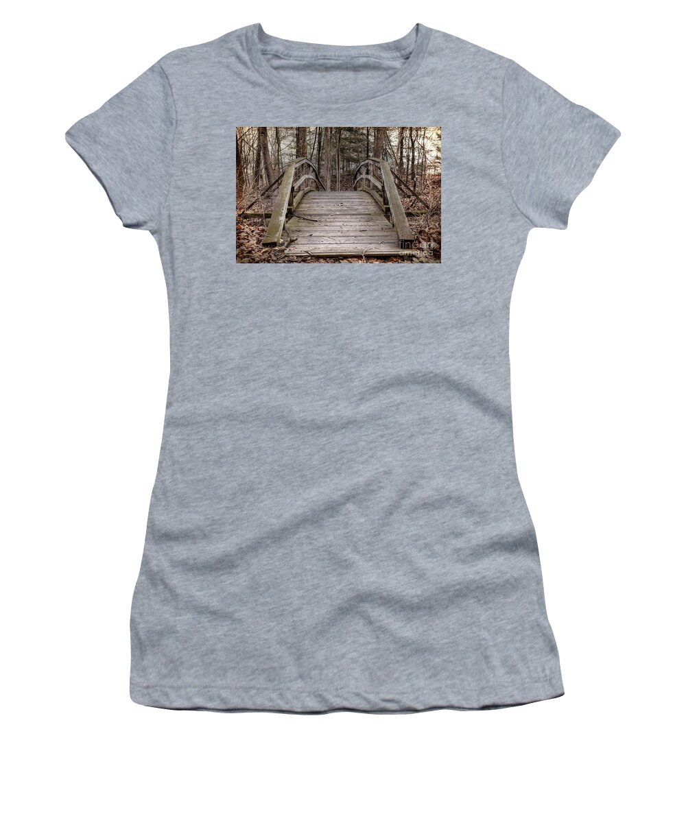 Nature Women's T-Shirt featuring the photograph Forgotten Footbridge by Sharon McConnell