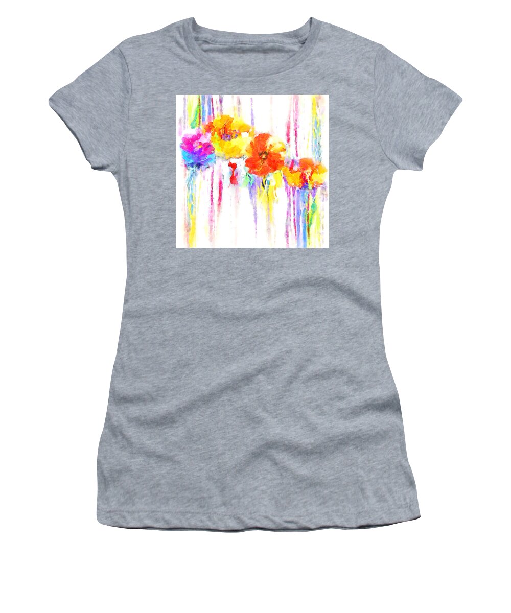 Digital Arts Women's T-Shirt featuring the photograph Four Flowers by Munir Alawi