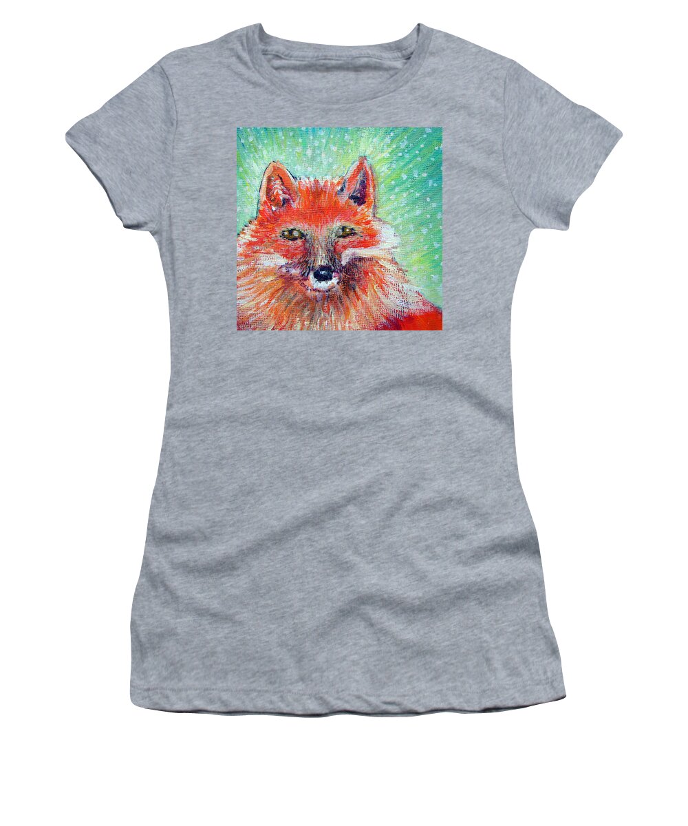 Fox Women's T-Shirt featuring the painting Foxy by Ashleigh Dyan Bayer