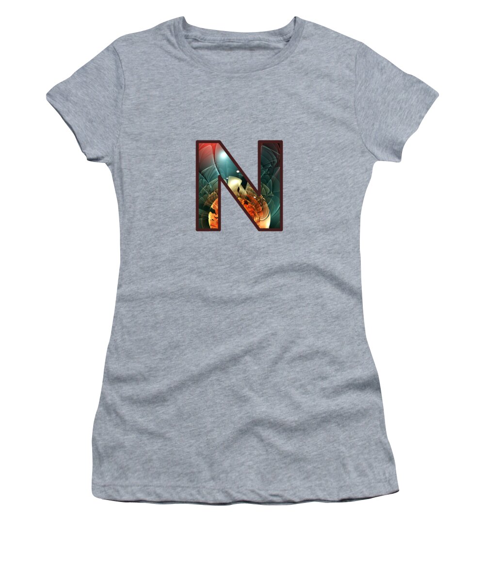 N Women's T-Shirt featuring the digital art Fractal - Alphabet - N is for Night Vision by Anastasiya Malakhova