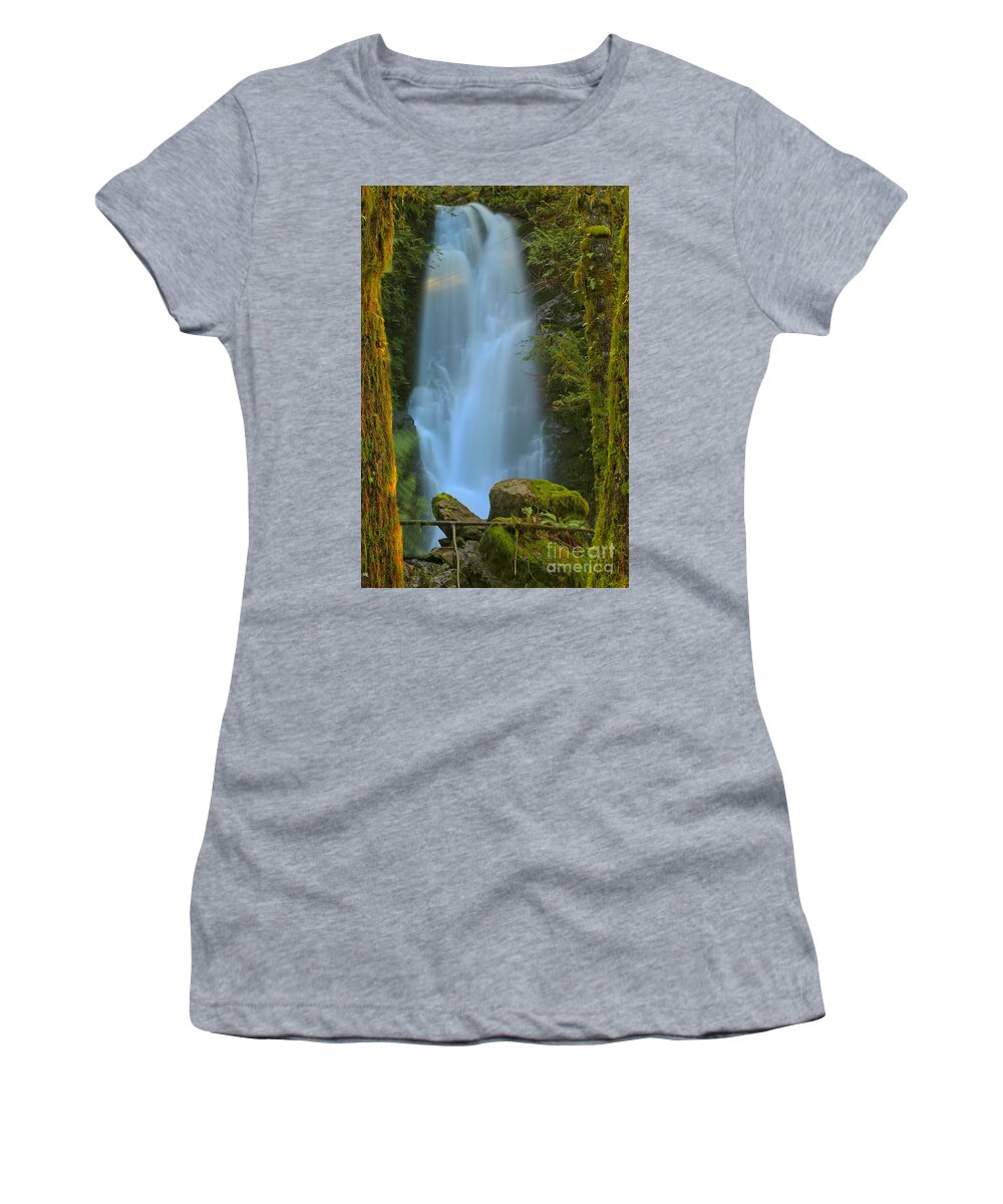 Merriman Falls Women's T-Shirt featuring the photograph Framed In The Forest by Adam Jewell