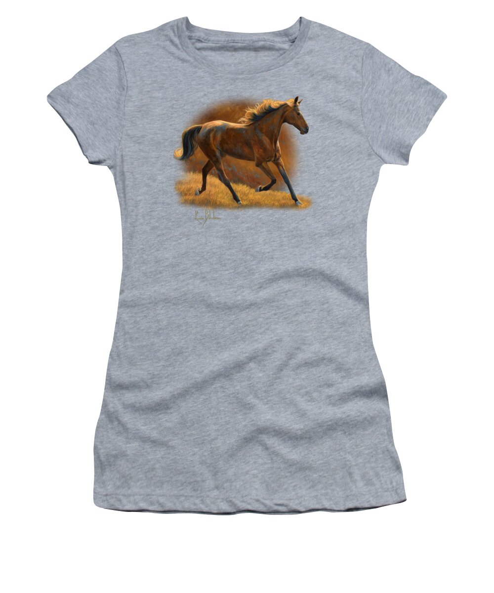 Horse Women's T-Shirt featuring the painting Free by Lucie Bilodeau