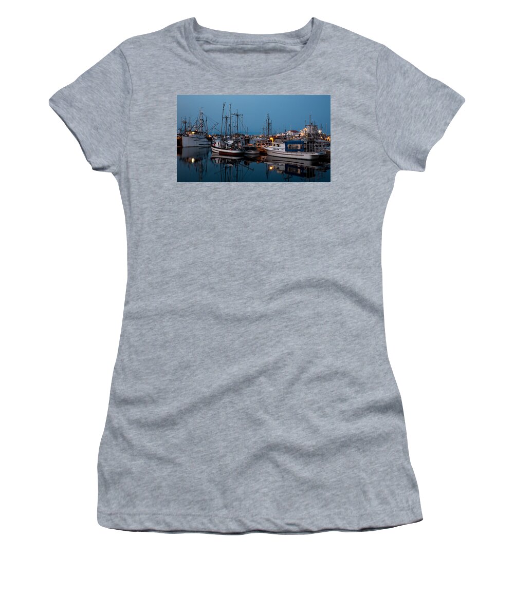 Boats Women's T-Shirt featuring the photograph French Creek Blue by Randy Hall