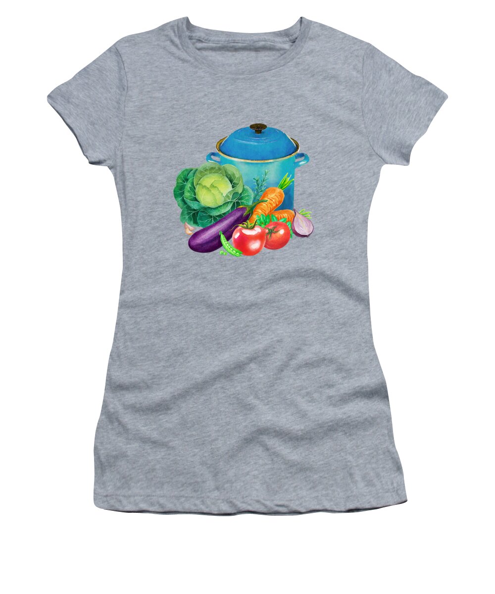 Kitchen Women's T-Shirt featuring the painting Fresh Vegetable Bounty by Little Bunny Sunshine