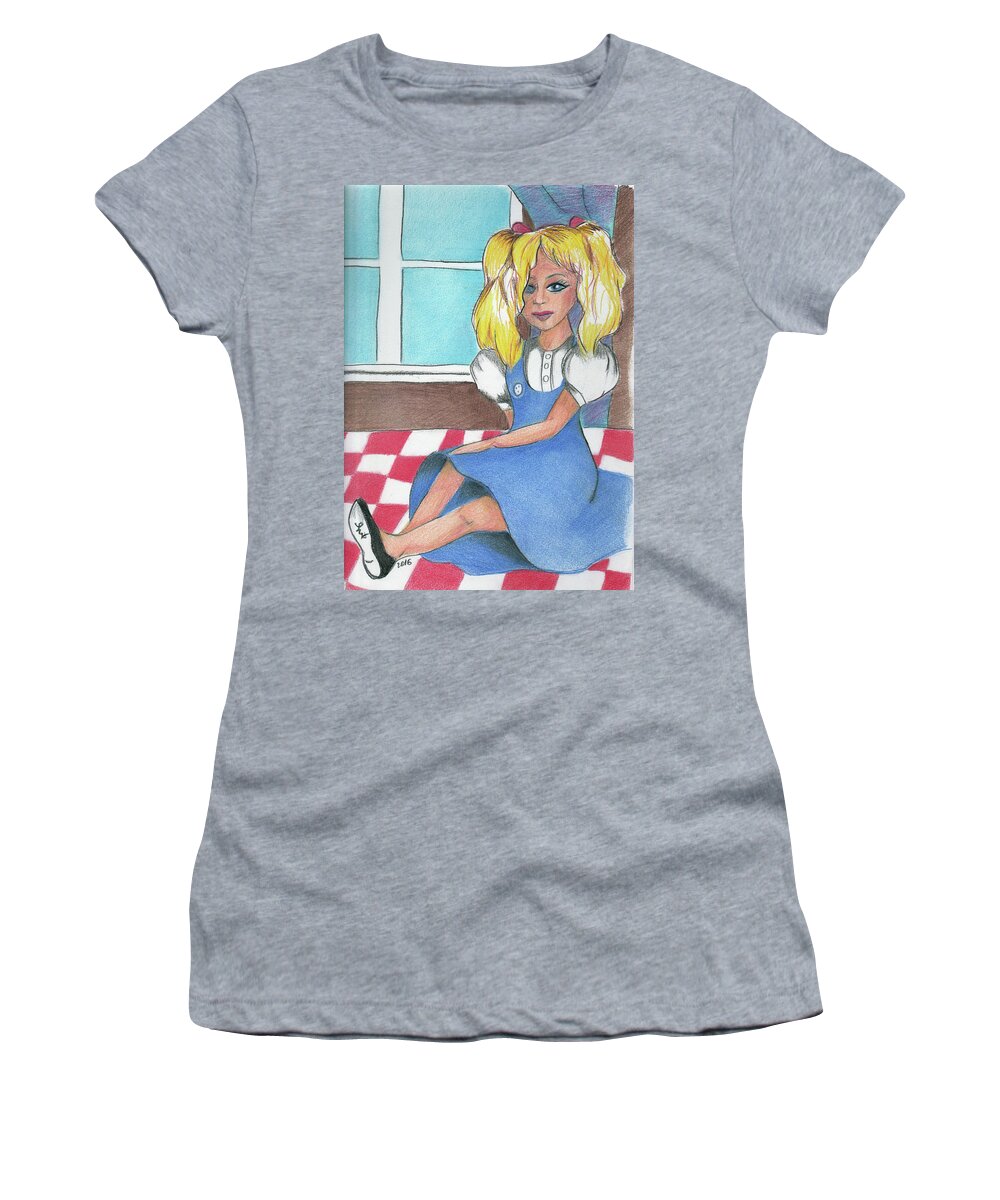 Dolly Women's T-Shirt featuring the drawing Frey's dolly by Loretta Nash