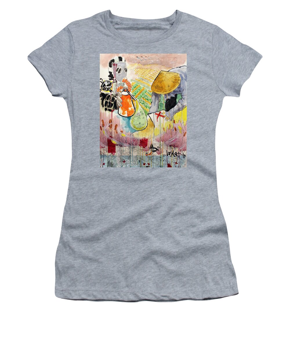 Expressive Women's T-Shirt featuring the mixed media Friendly Eco by Aort Reed