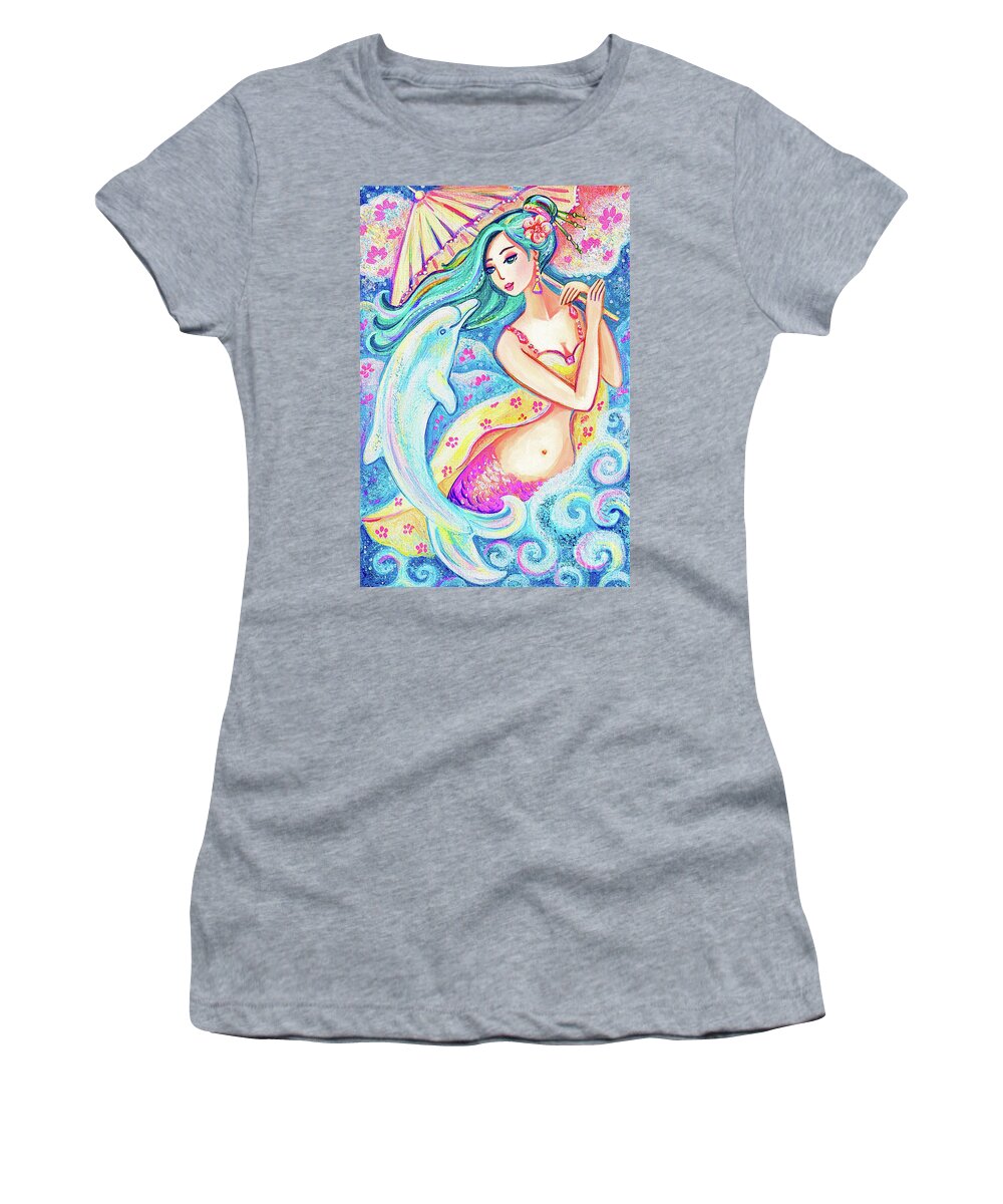 Girl And Sea Women's T-Shirt featuring the painting Friends of the East Sea by Eva Campbell