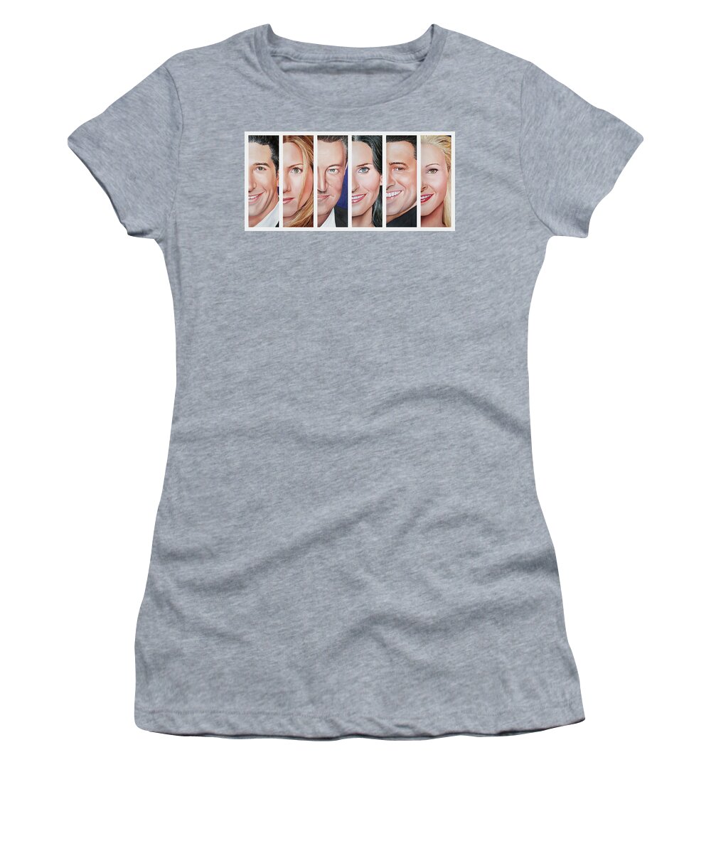 Friends Tv Show Women's T-Shirt featuring the painting Friends Set One by Vic Ritchey
