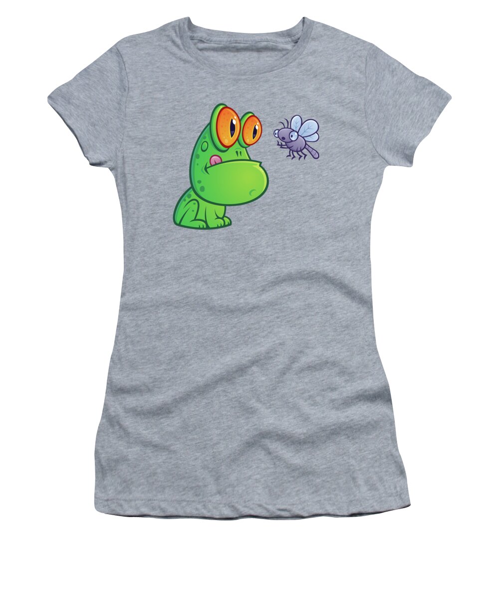 Frog Women's T-Shirt featuring the digital art Frog and Dragonfly by John Schwegel