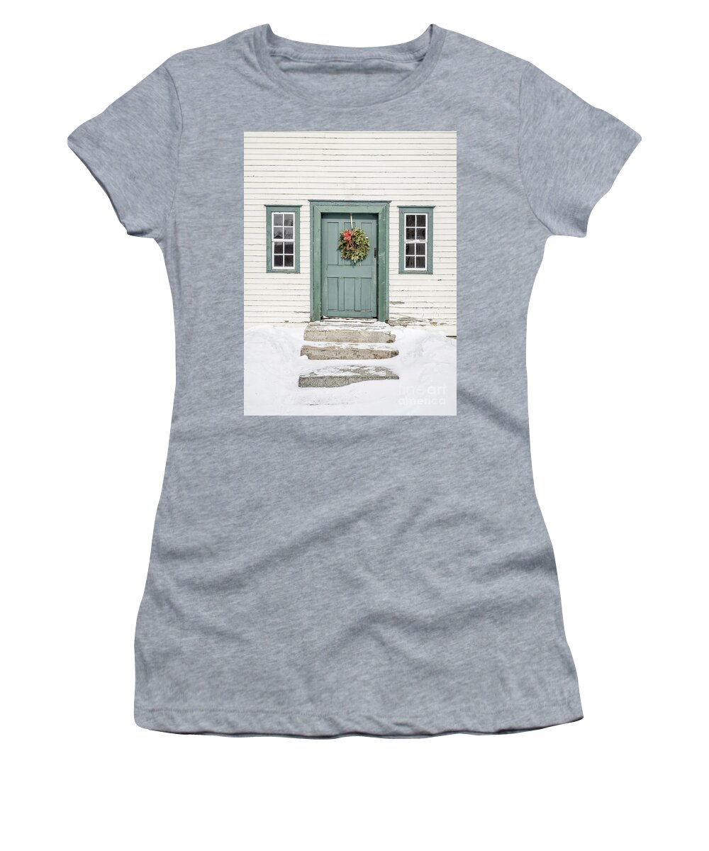 New Hampshire Women's T-Shirt featuring the photograph Front door of an old colonial home by Edward Fielding