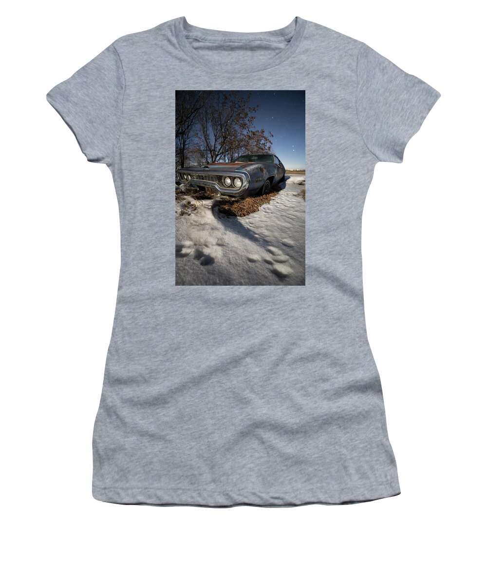Abandoned Women's T-Shirt featuring the photograph Frozen Road Runner by Aaron J Groen