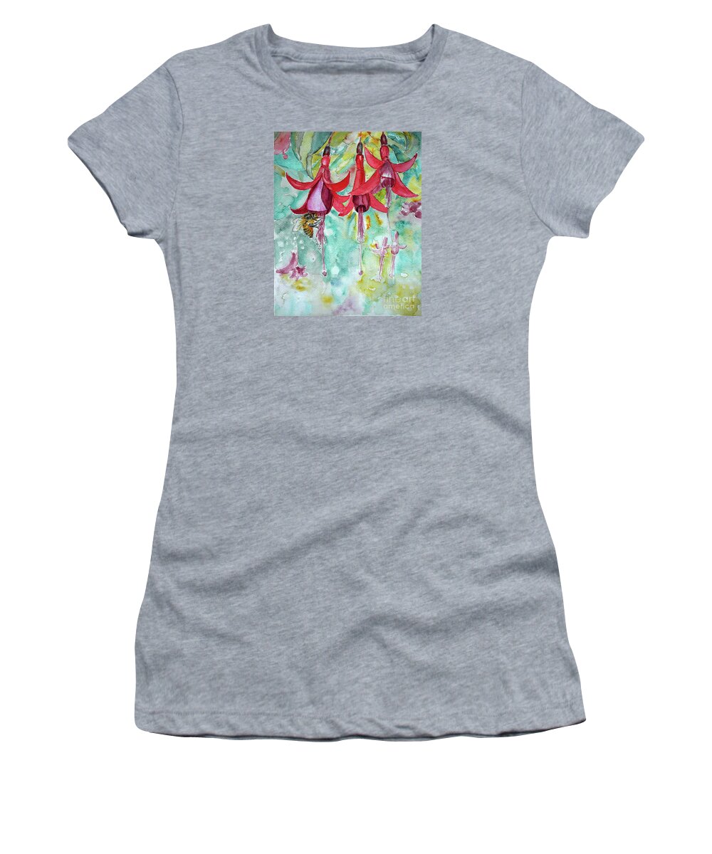 Fuchsia Women's T-Shirt featuring the painting Fuchsia by Jasna Dragun
