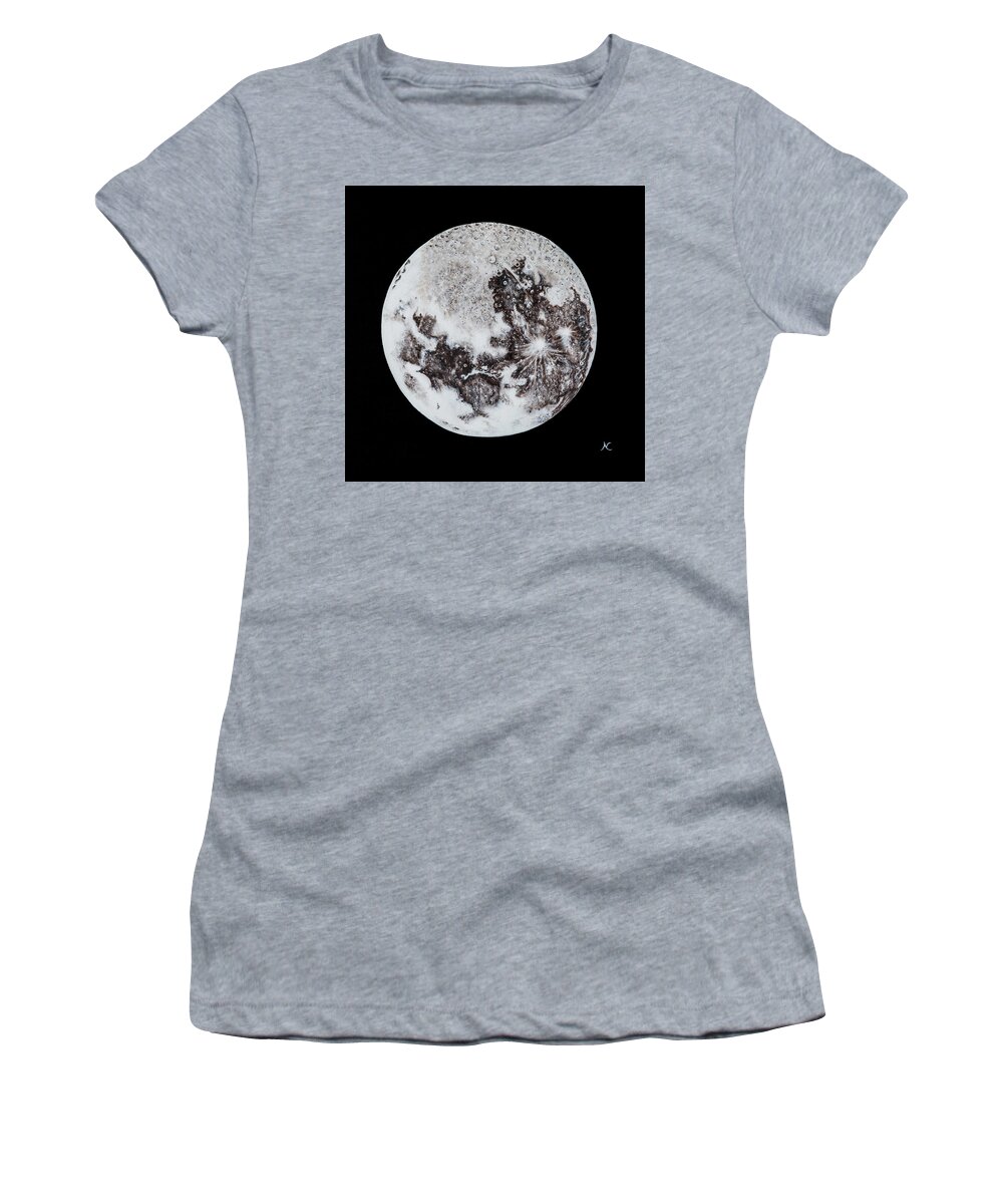 Moon Women's T-Shirt featuring the painting Full Moon by Neslihan Ergul Colley