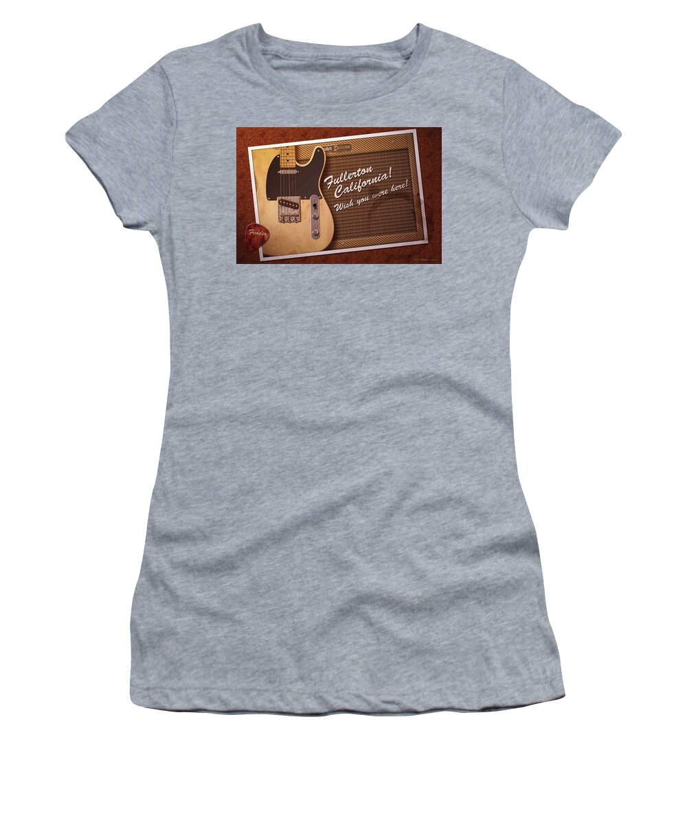 Fender Women's T-Shirt featuring the digital art Fullerton Postcard by WB Johnston