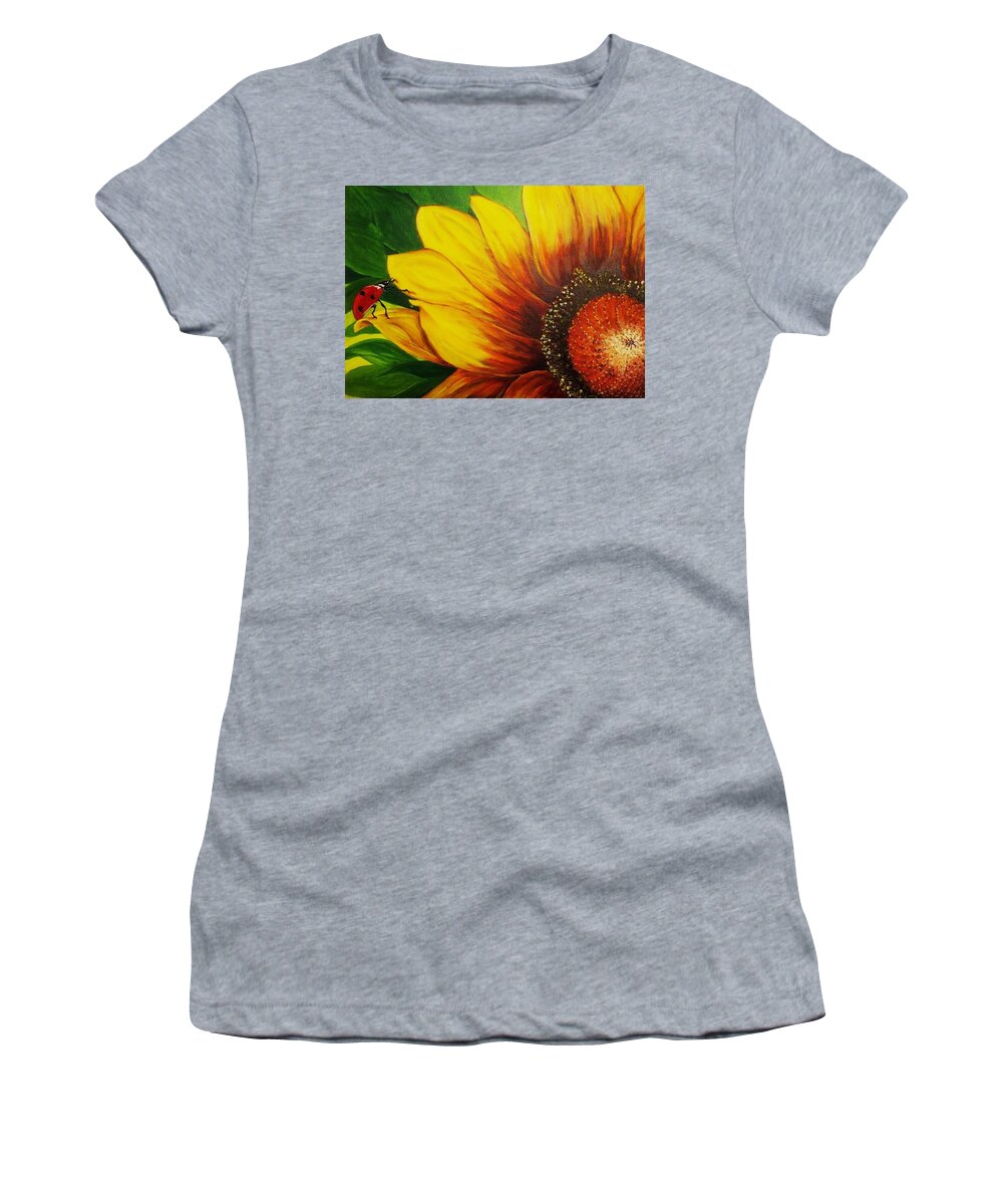 Sunflower Women's T-Shirt featuring the painting Garden Buddy by Vivian Casey Fine Art