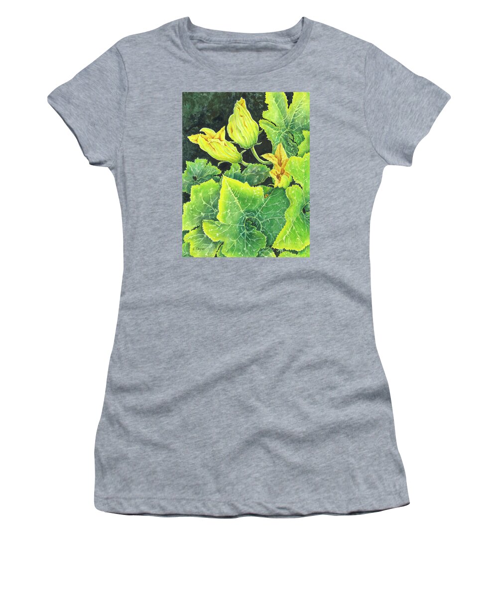 Zucchini Women's T-Shirt featuring the painting Garden Glow by Lori Taylor