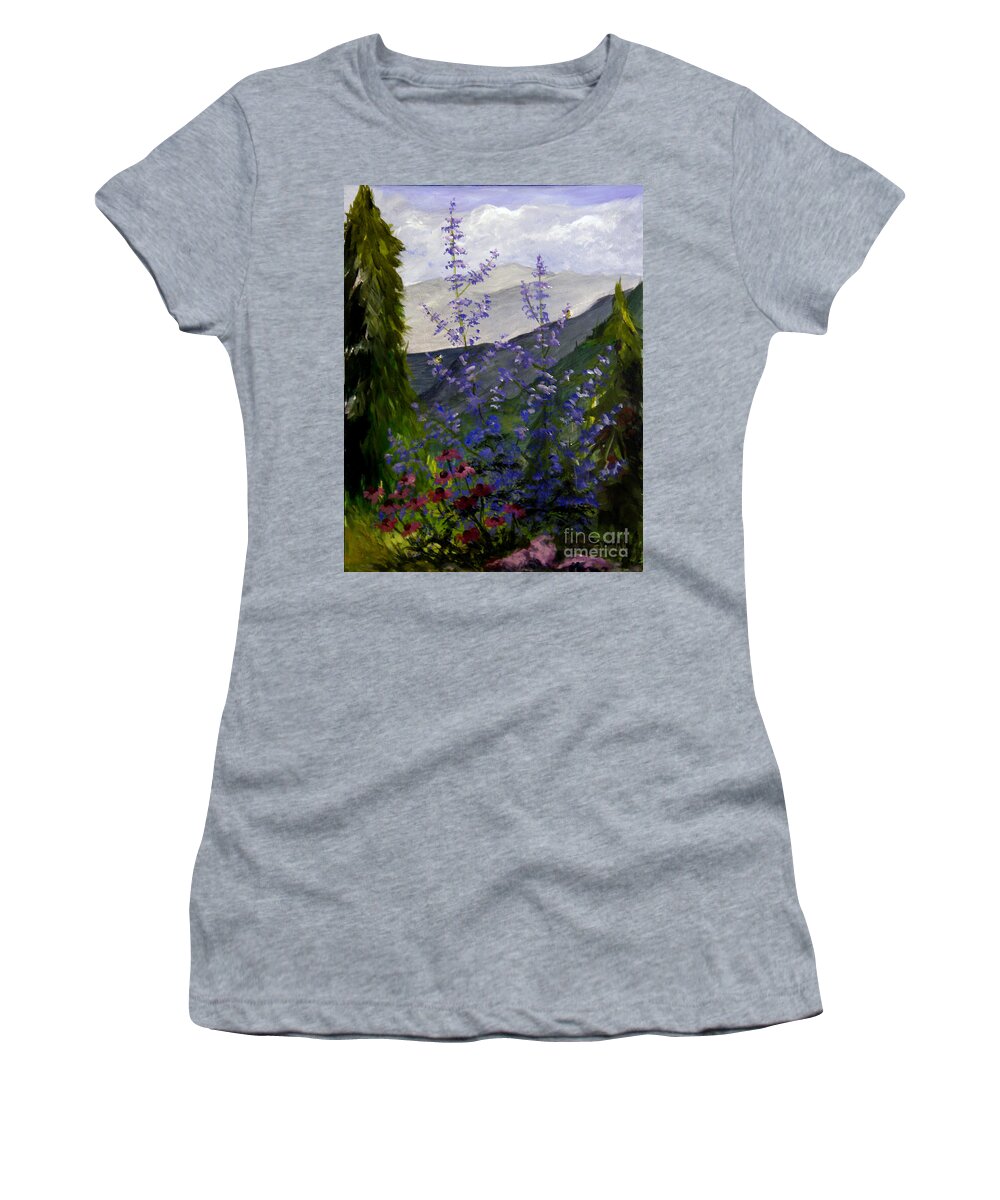 Sage Women's T-Shirt featuring the painting Garden of Chris by Carol Kovalchuk
