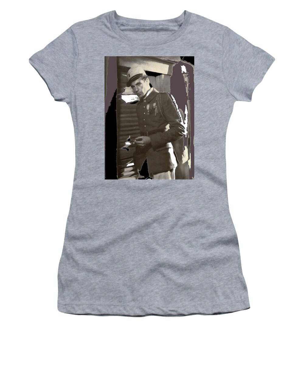 Gary Cooper Morocco 1930 Color Added 2015 Women's T-Shirt featuring the photograph Gary Cooper Morocco 1930 color added 2015 by David Lee Guss