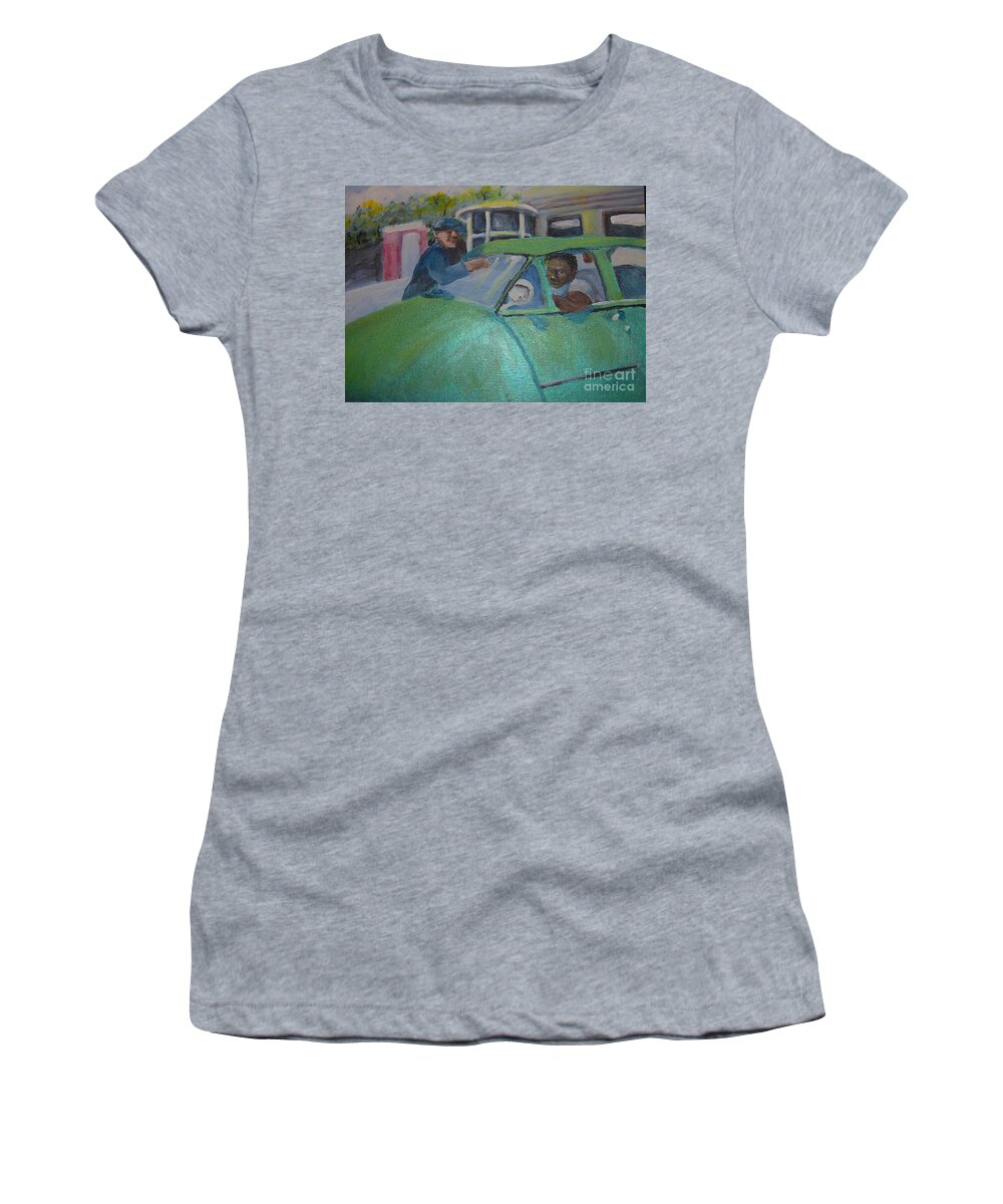 Gas Station Women's T-Shirt featuring the painting Gas Station by Saundra Johnson