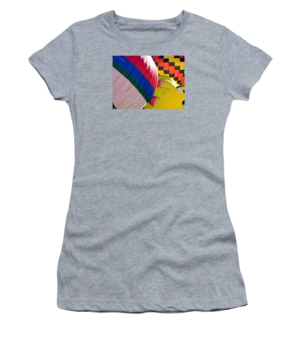 Hot Air Balloons Women's T-Shirt featuring the photograph Gasbags by Kevin Munro
