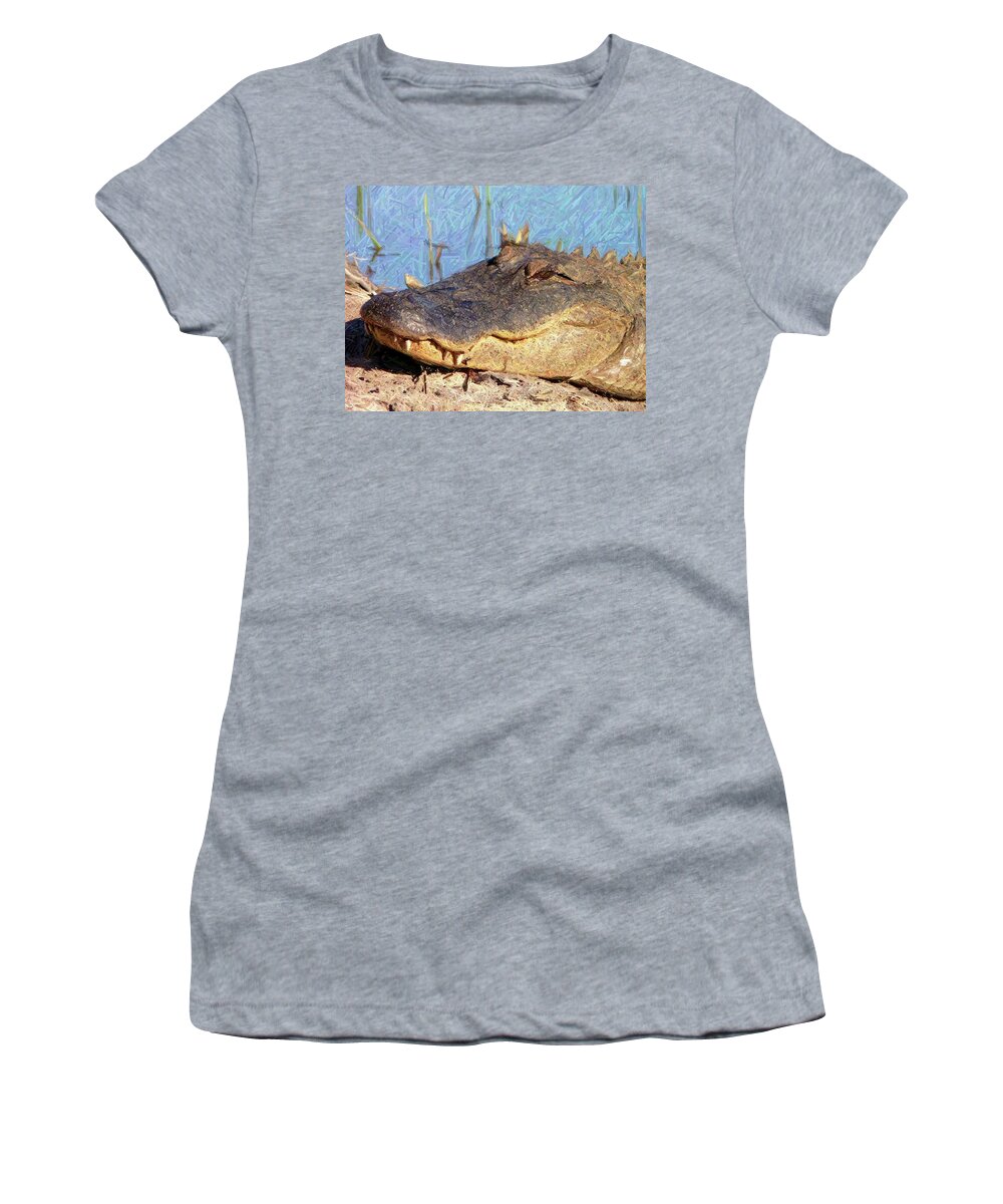 Gator Women's T-Shirt featuring the photograph Gator Grin - Digital Art by Al Powell Photography USA