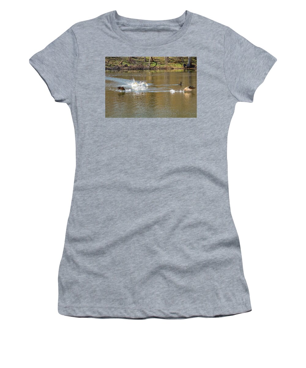 #jefffolger Women's T-Shirt featuring the photograph Geese heading for the hills by Jeff Folger