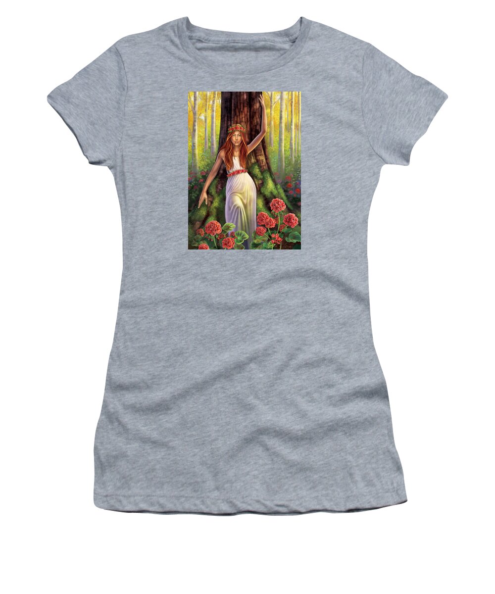 Geranium Flower Women's T-Shirt featuring the painting Geranium - Resilience by Anne Wertheim