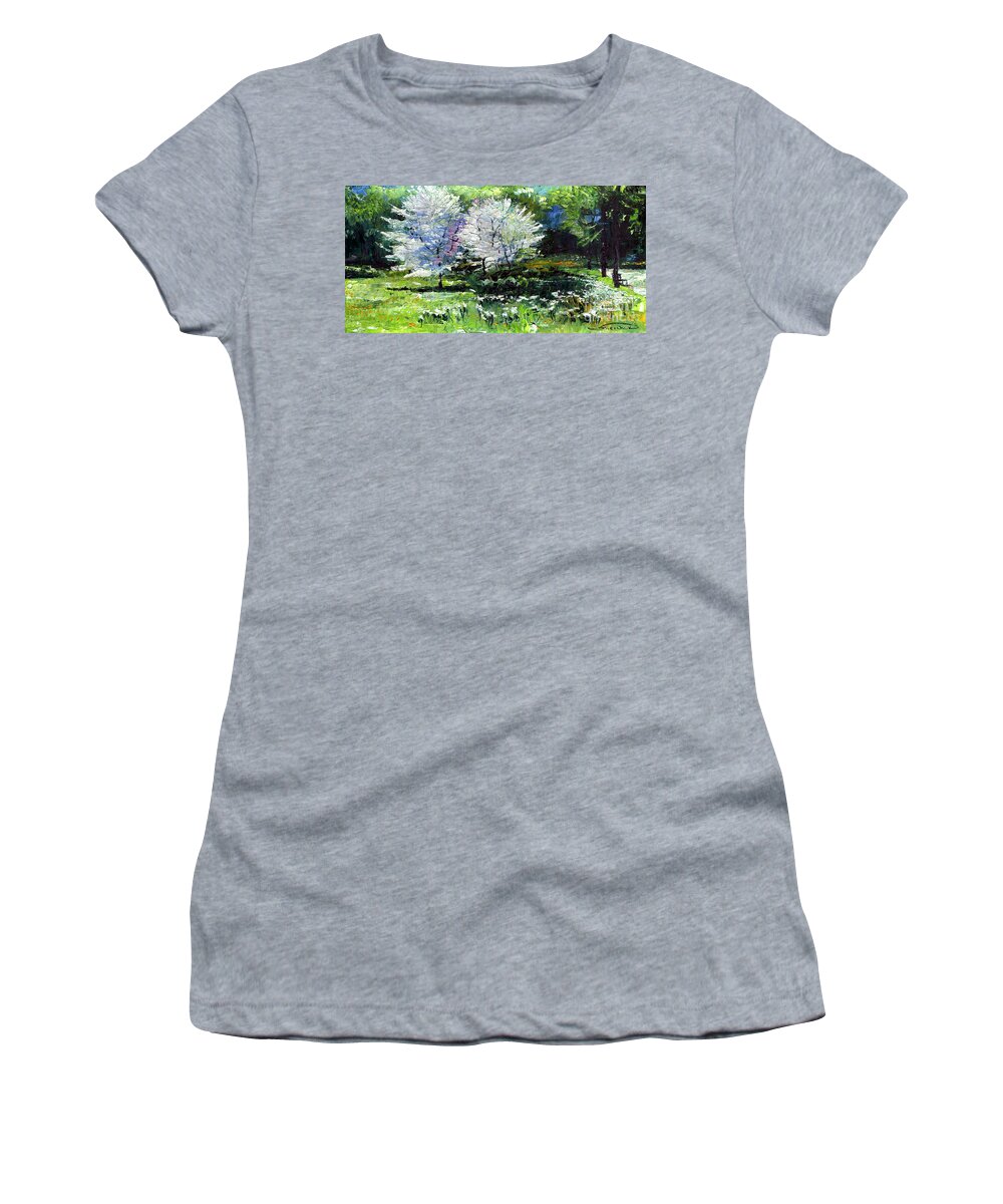 Oil Women's T-Shirt featuring the painting Germany Baden-Baden Spring 2 by Yuriy Shevchuk