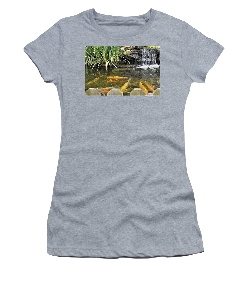 Koi Women's T-Shirt featuring the photograph Looking Pretty - Koi at Farmer Girl by Kim Bemis