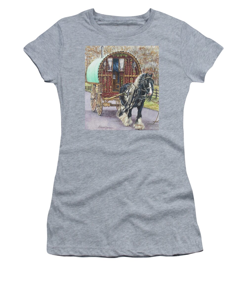 Horse Portrait Women's T-Shirt featuring the painting G G L Divo's Pride and Glory by Denise Horne-Kaplan