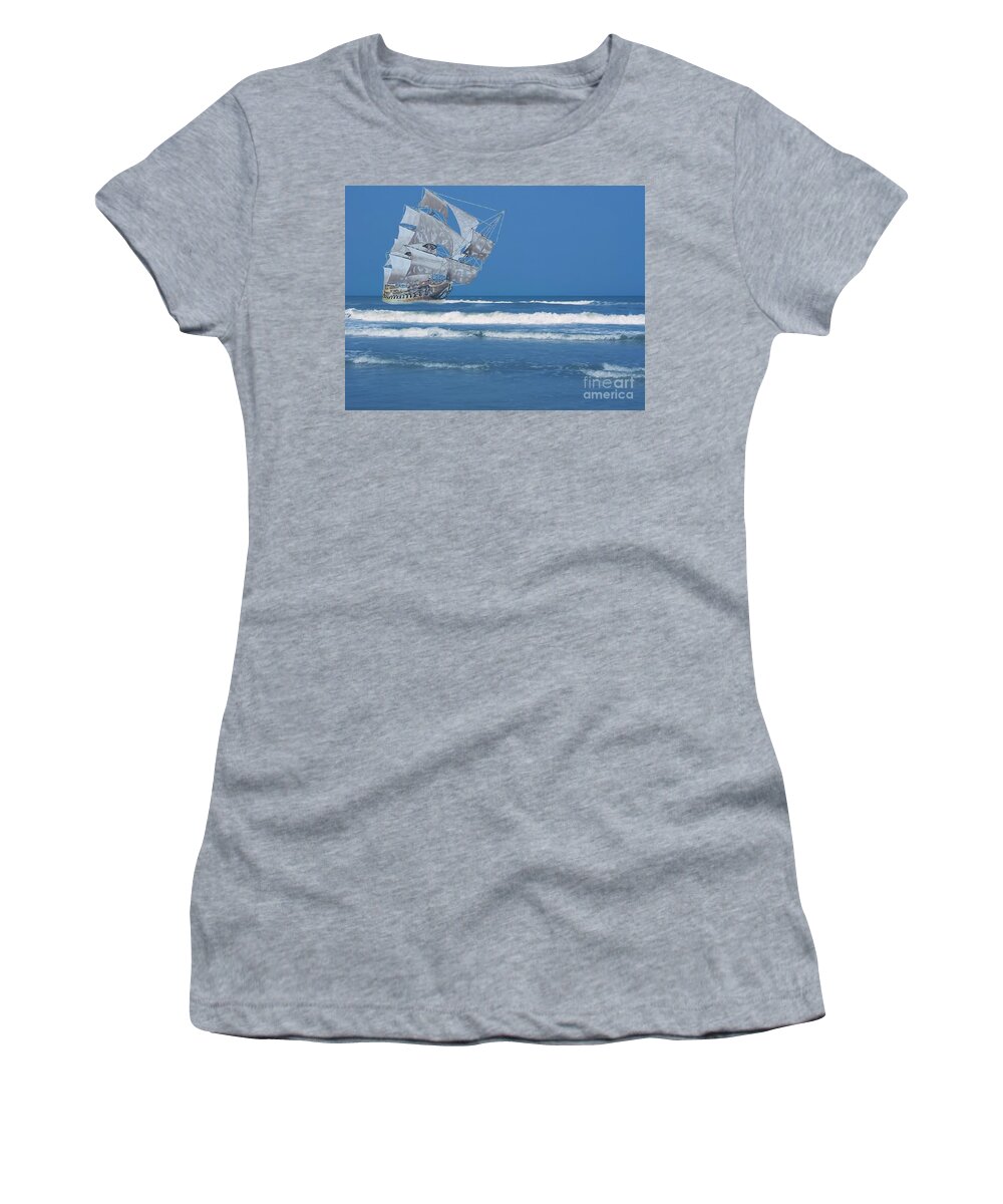 Ghost Women's T-Shirt featuring the digital art Ghost Ship On The Treasure Coast by D Hackett
