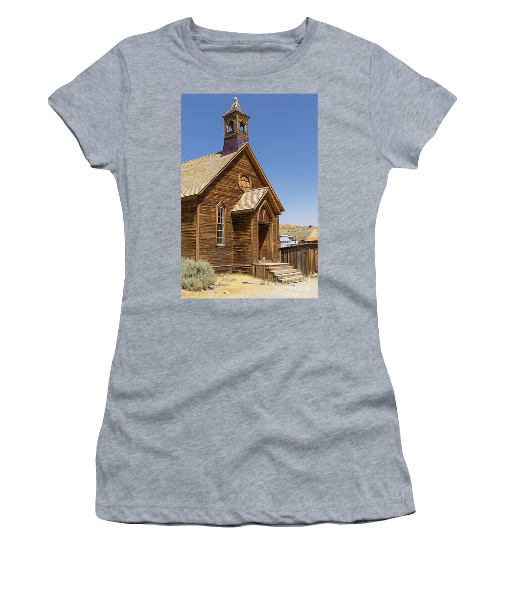Wingsdomain Women's T-Shirt featuring the photograph Ghost Town of Bodie California Methodist Church dsc4348 by Wingsdomain Art and Photography