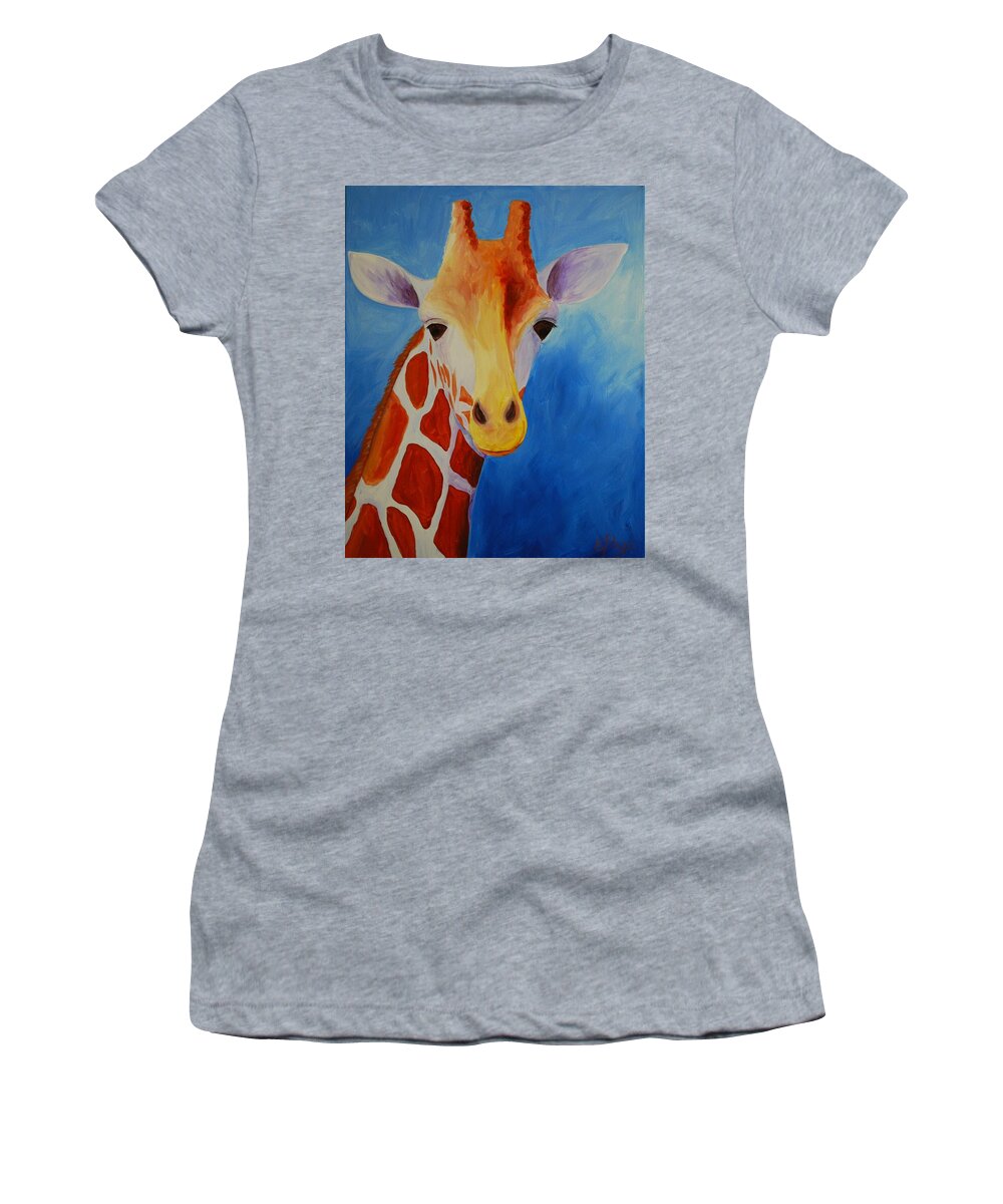 Giraffe Women's T-Shirt featuring the painting Giraffe by Emily Page