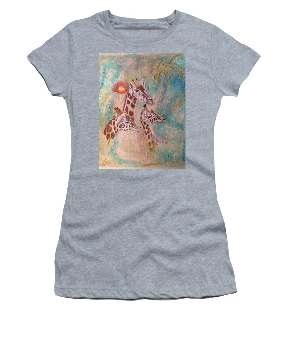 Endangered Species Women's T-Shirt featuring the painting Giraffes by Toni Willey