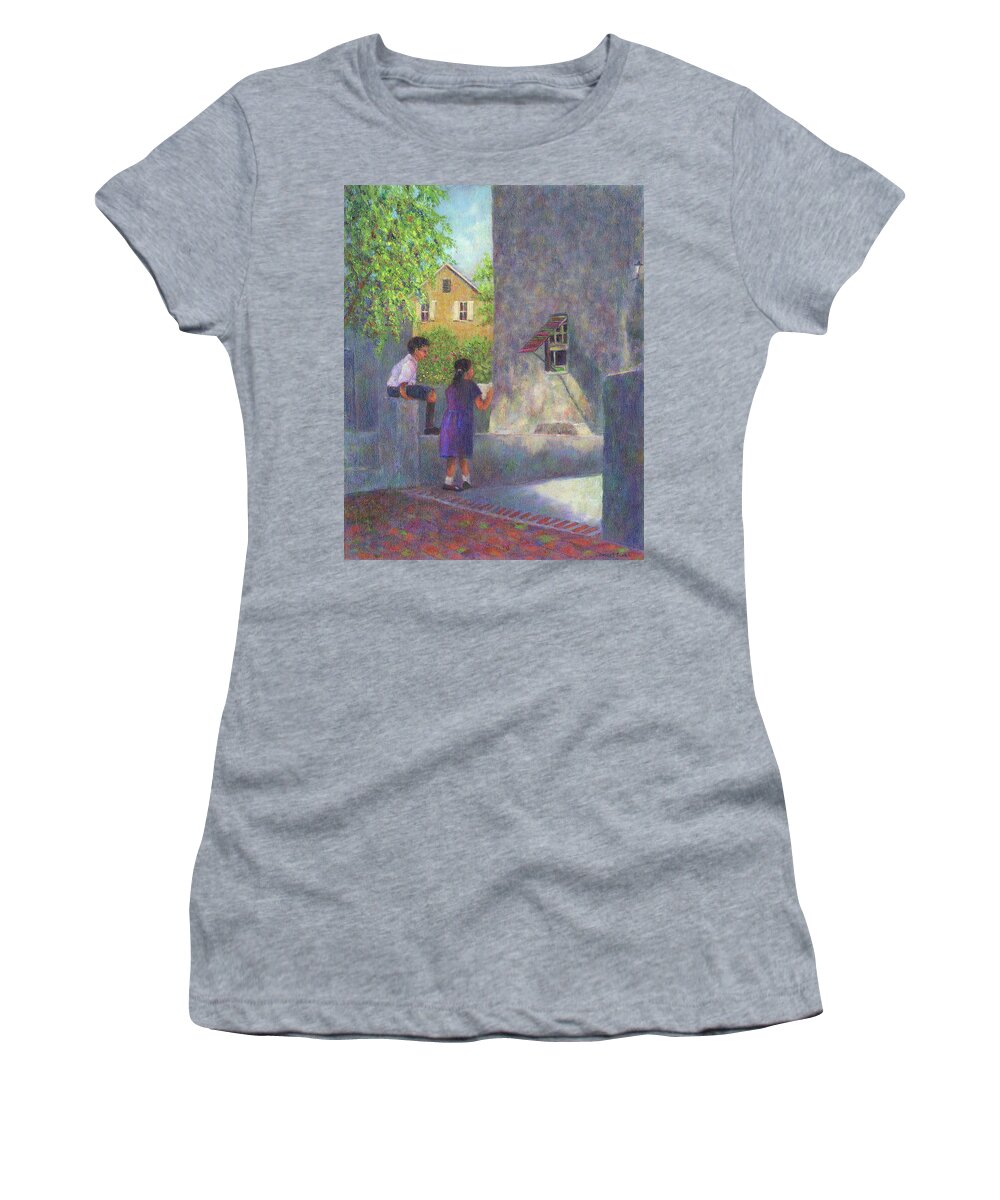 Boy Women's T-Shirt featuring the painting Girl Reading a Letter by Susan Savad