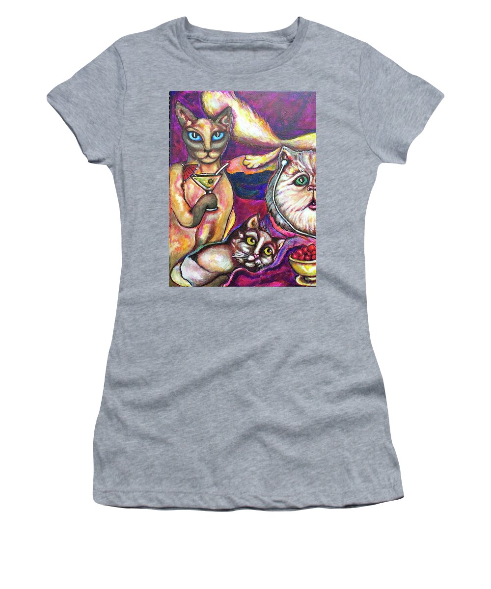 Original Painting Women's T-Shirt featuring the painting Girls Talk by Rae Chichilnitsky