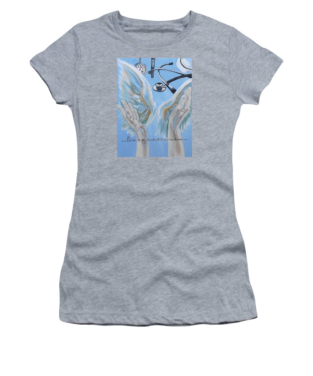 Nursing Women's T-Shirt featuring the painting Give to my hands... by Melissa Torres