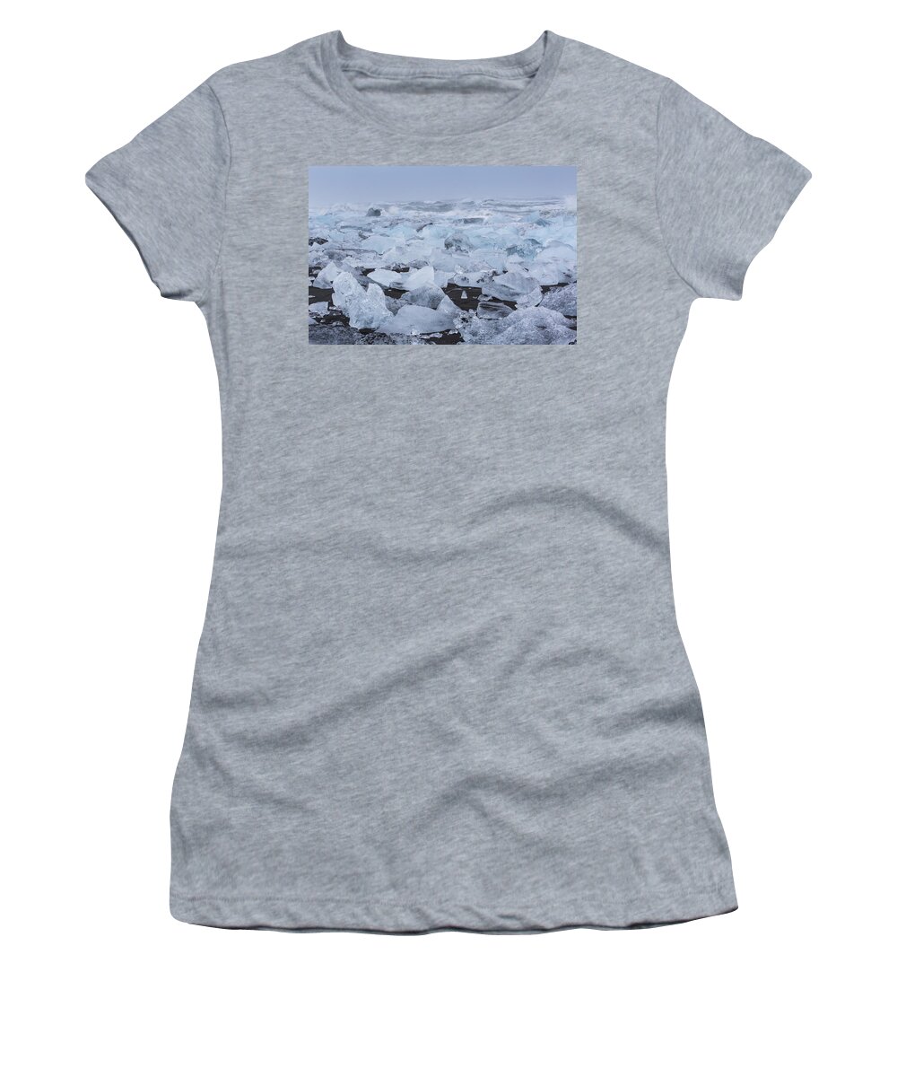 Glacial Lagoon Women's T-Shirt featuring the tapestry - textile Glacier Ice by Kathy Adams Clark