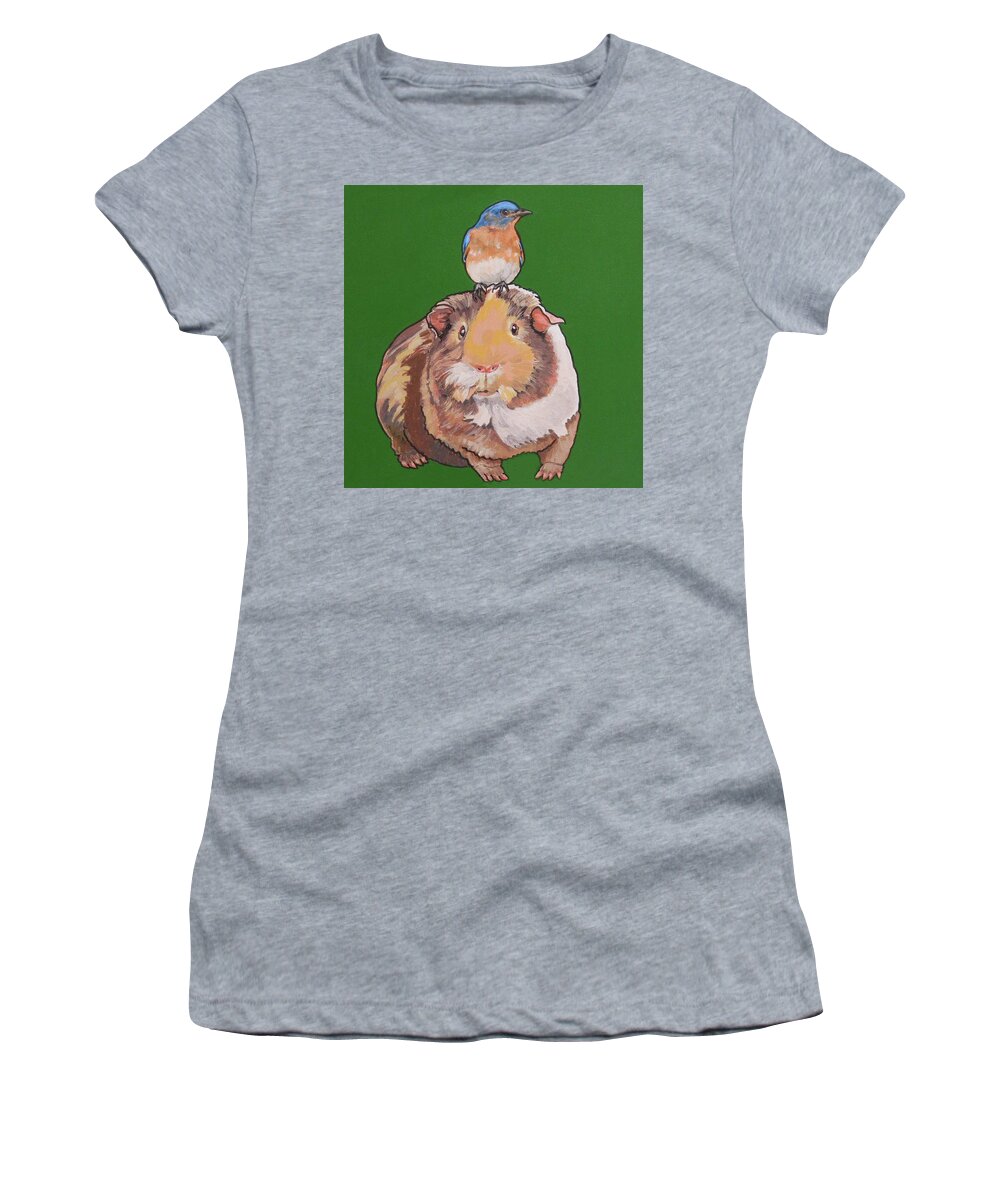 Guinea Pig Women's T-Shirt featuring the painting Gladys the Guinea Pig by Sharon Cromwell